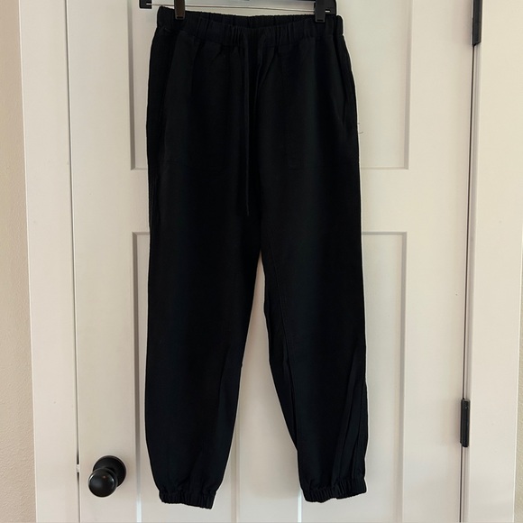 Love Tree Pants - Love Tree Black Linen Drawstring Jogger Pants, Size Small
